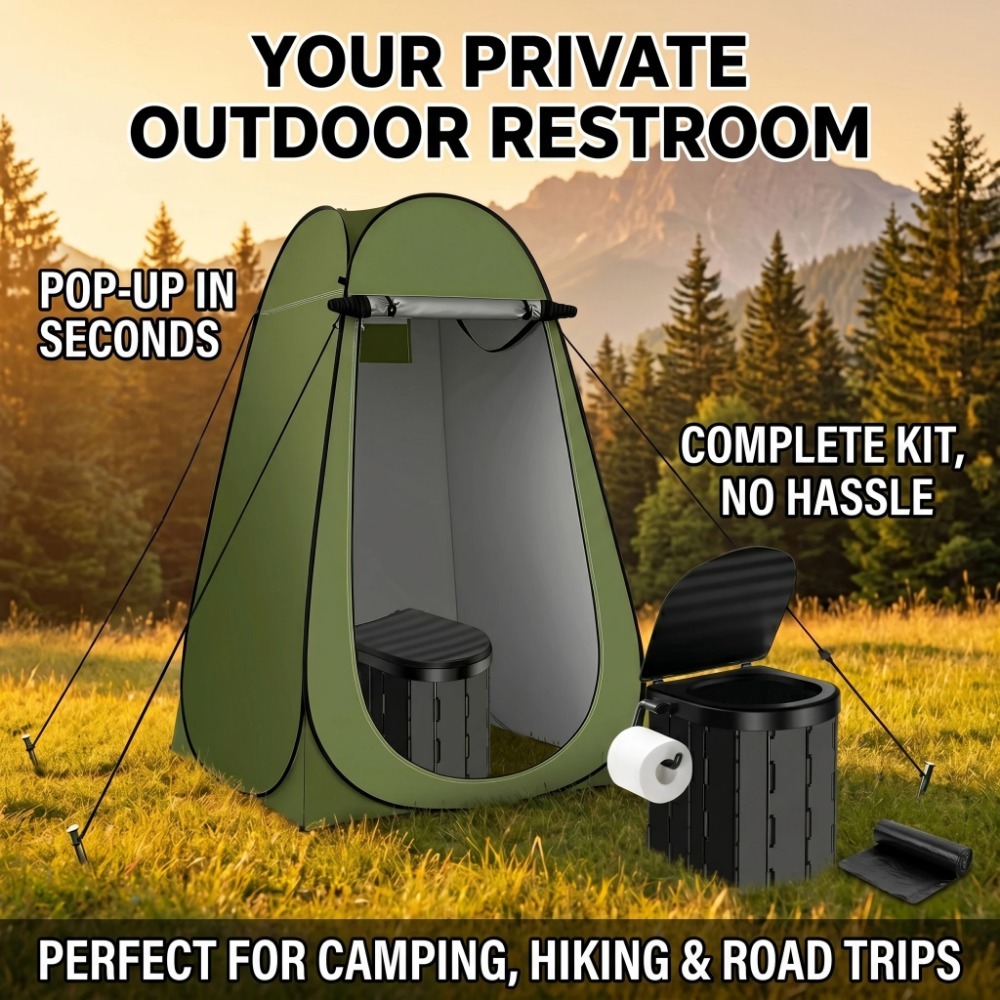 Outdoor Camping Toilet Tent - Portable Camping Folding Privacy Toilet Tent