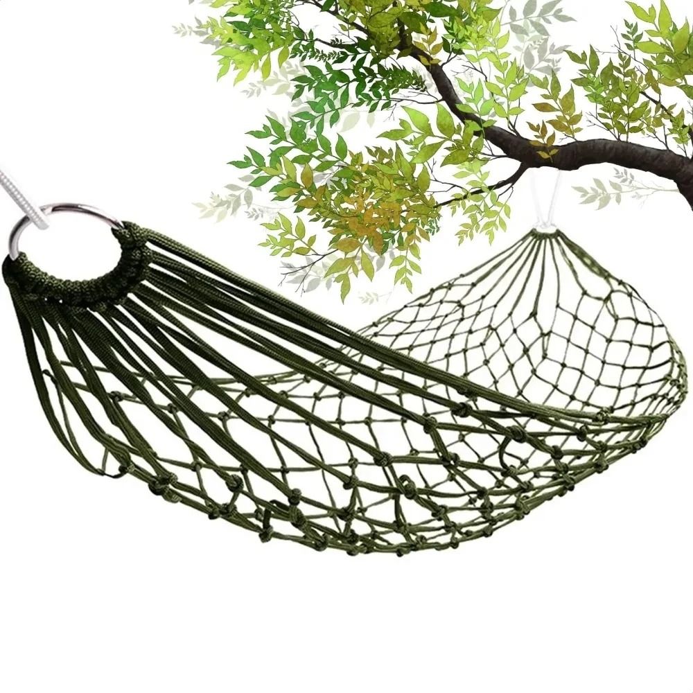 Outdoor Camping Hammock - With Rope Nylon Mesh Hammock Portable