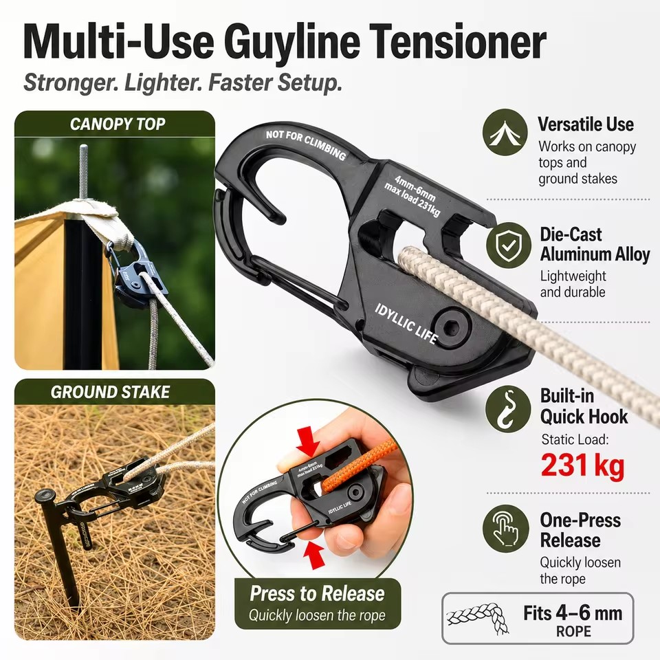 Aluminum Alloy Tent Rope Tensi - Outdoor Camping Extension Cord review and price